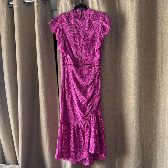 SAYLOR Dresses & Skirts - Saylor Stunning Fuschia Elegant Pink Lace Dress